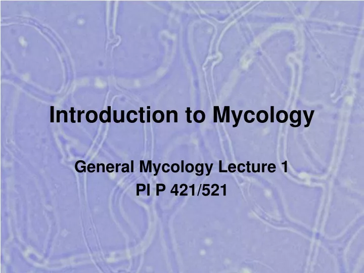 PPT - Introduction To Mycology PowerPoint Presentation, Free Download ...