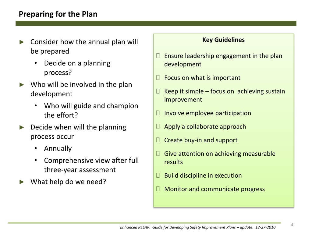 PPT - Overview – Guide to Developing Safety Improvement Plan PowerPoint ...