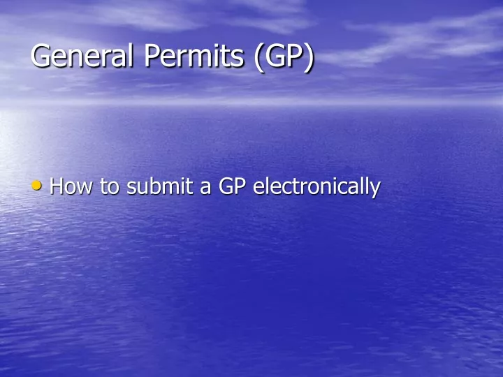 general permits gp n.
