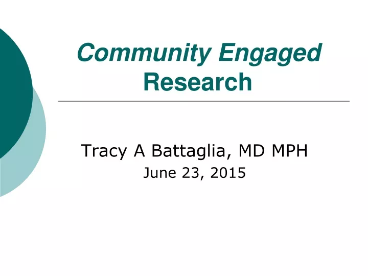 community engaged research n.