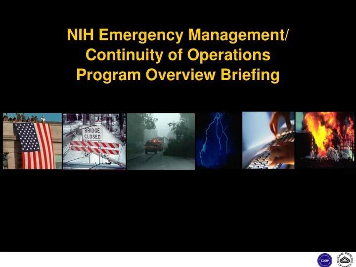 Ppt Nih Emergency Management Continuity Of Operations Program 