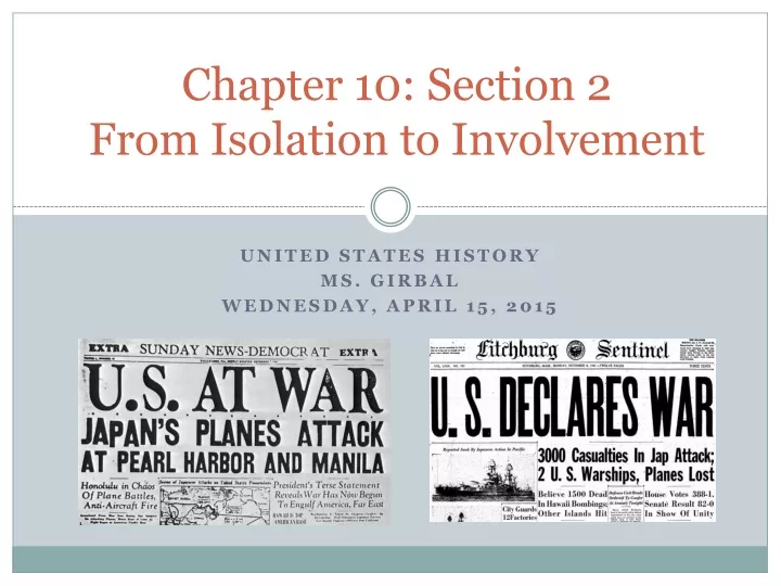 world war 1 from isolation to involvement assignment