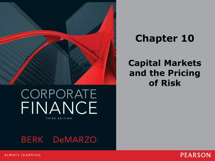 chapter 10 capital markets and the pricing of risk n.