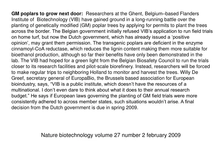 gm poplars to grow next door researchers n.