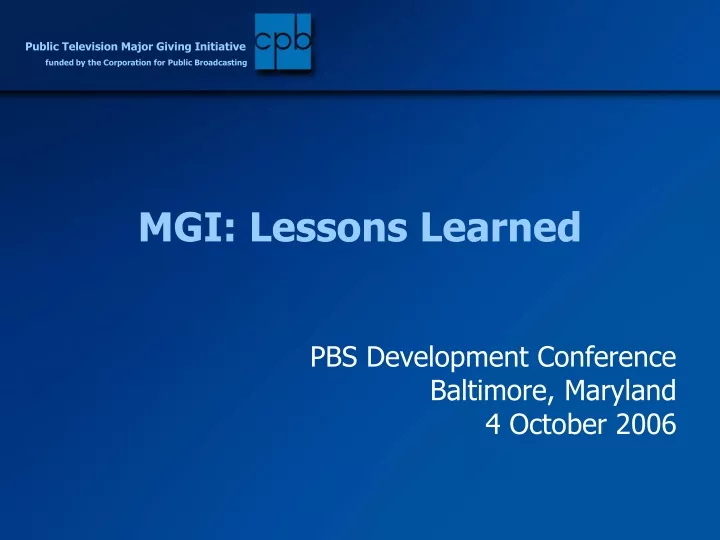 mgi lessons learned n.