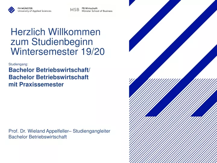 PPT - Herzlich Willkommen Zum Studienbeginn Wintersemester 19/20 ...