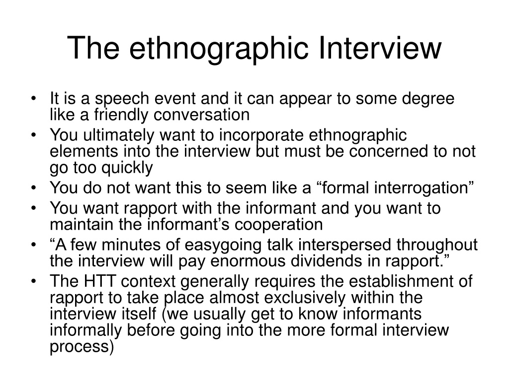 ethnographic interview pre interview research assignment