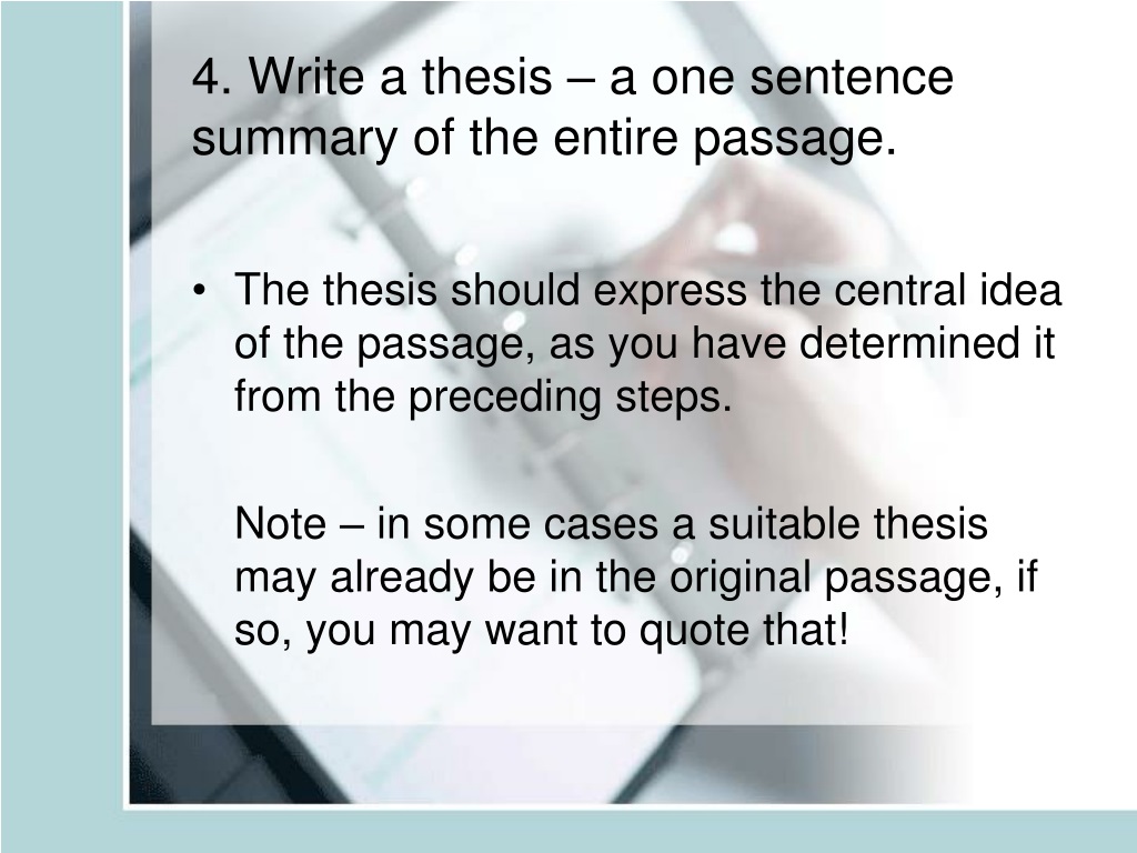 thesis of a passage