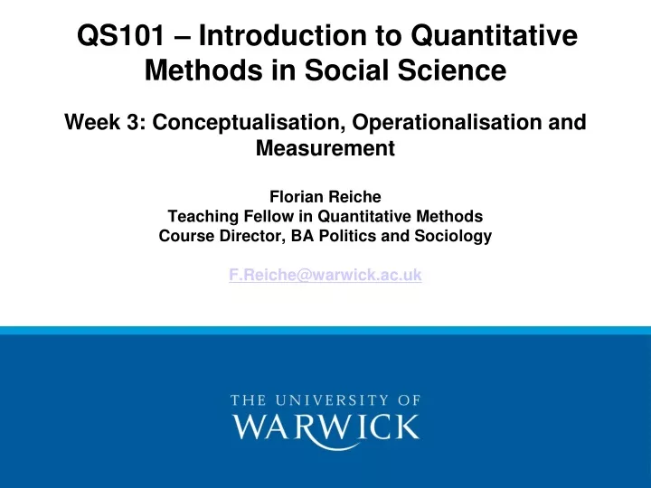 qs101 introduction to quantitative methods n.