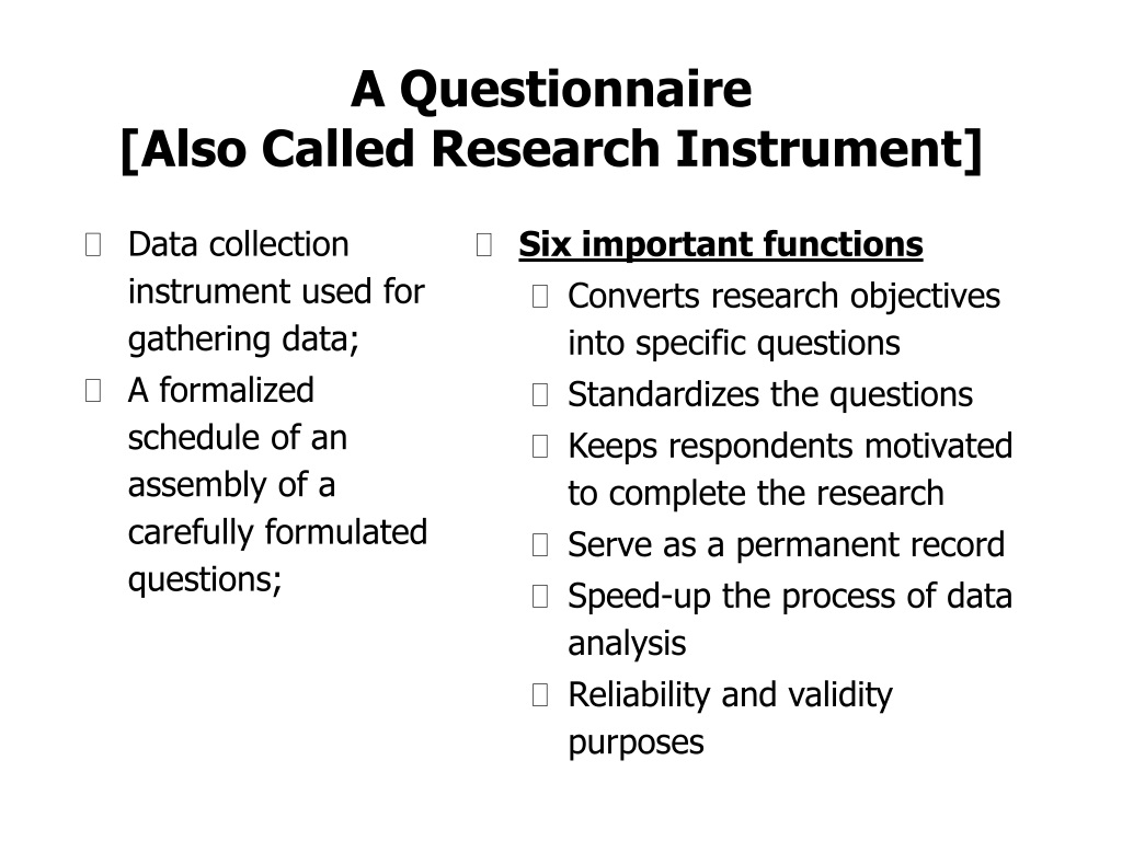 quantitative research instruments questionnaire