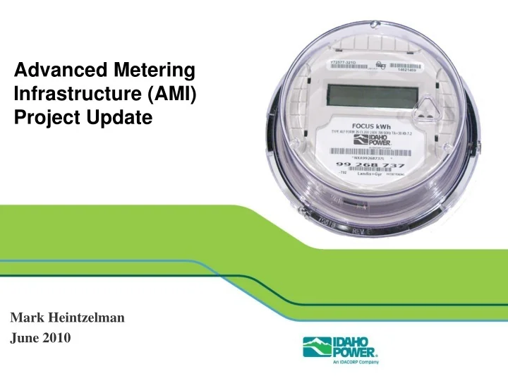PPT - Advanced Metering Infrastructure (AMI) Project Update PowerPoint ...