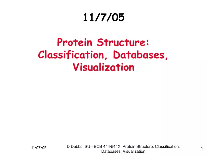 PPT - 11/7/05 Protein Structure: Classification, Databases ...