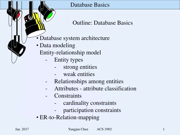 PPT - Outline: Database Basics Database system architecture Data ...
