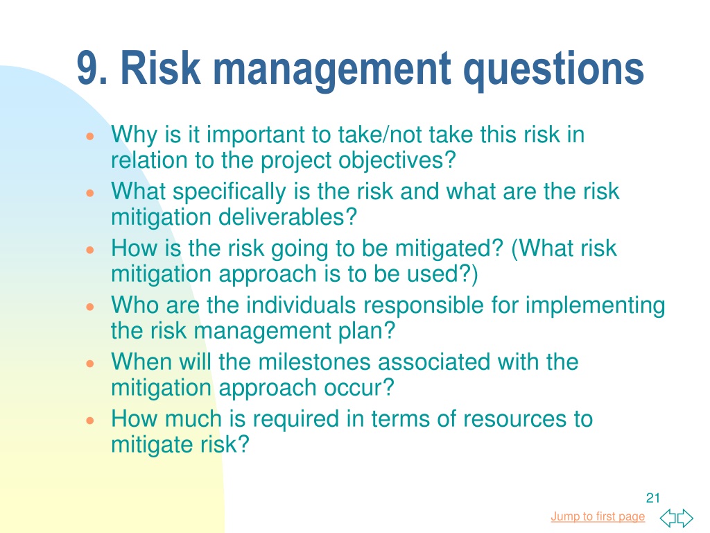research questions for risk management