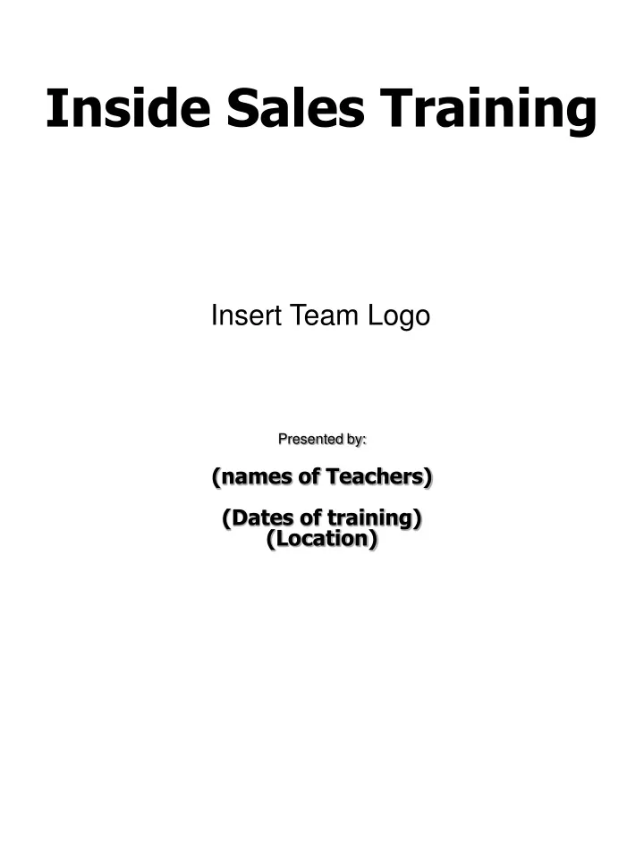 inside sales training n.