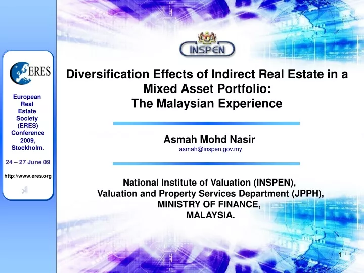 diversification effects of indirect real estate in a mixed asset portfolio the malaysian experience n.