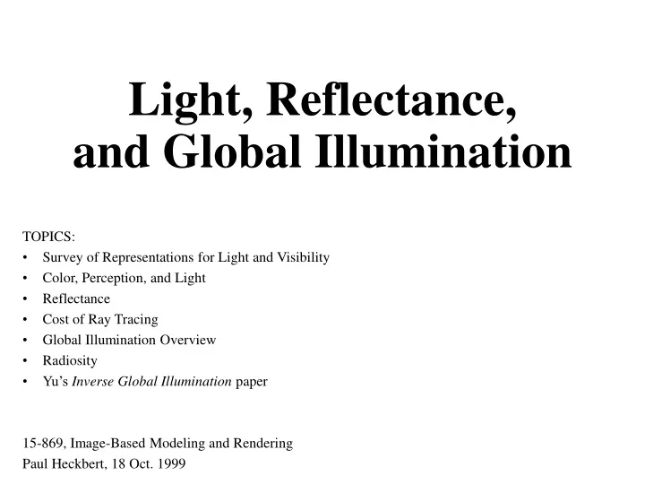 light reflectance and global illumination n.