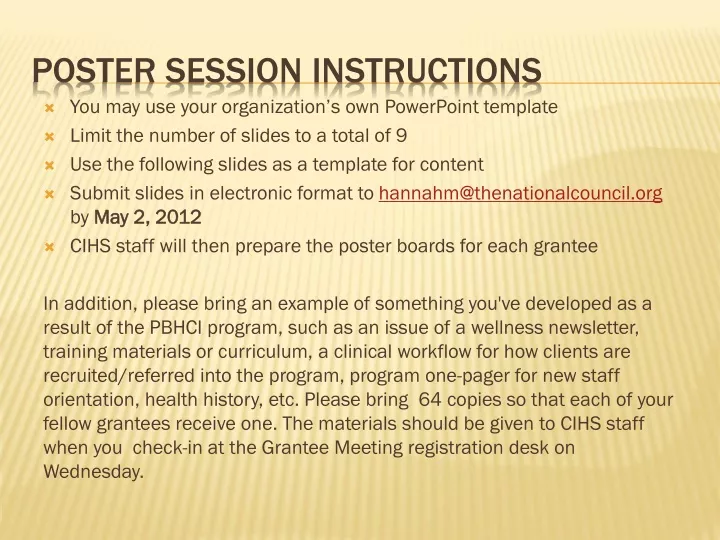 poster session instructions n.