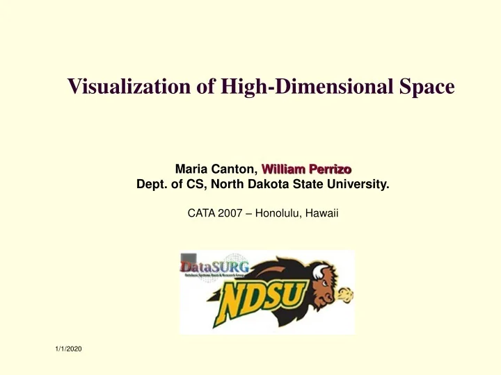 PPT - Visualization of High-Dimensional Space PowerPoint Presentation ...