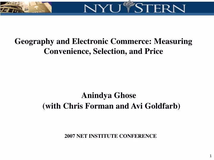 geography and electronic commerce measuring convenience selection and price n.