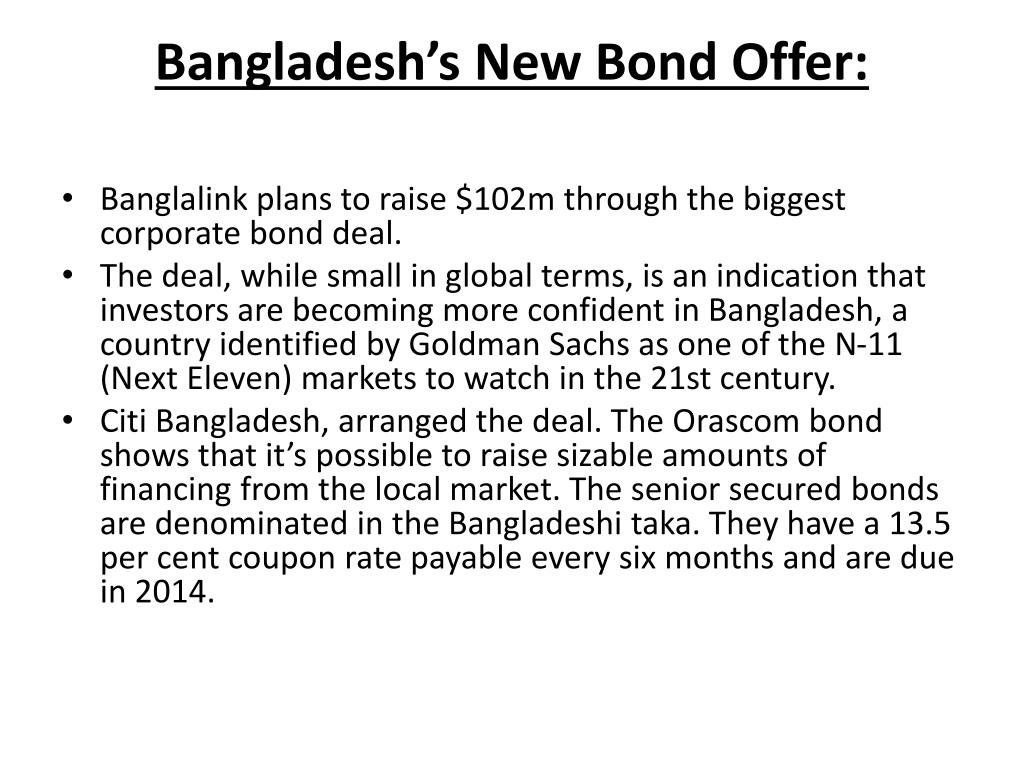 assignment on bond market in bangladesh