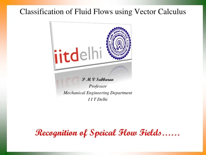 PPT - Classification of Fluid Flows using Vector Calculus PowerPoint ...