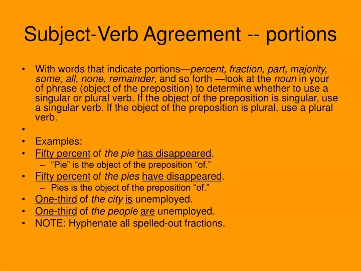 subject verb agreement portions n.
