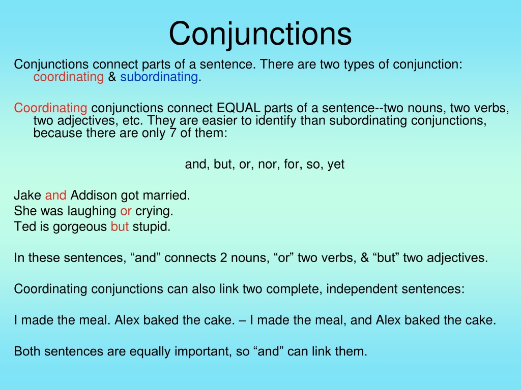 Parts of the sentence. Conjunctions в английском языке. Coordinating conjunctions в английском. Conjunctions презентация. Conjunctions таблица.