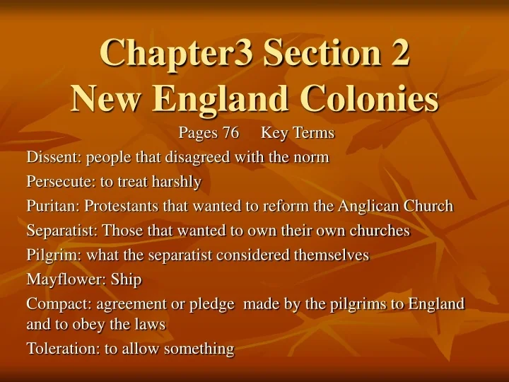 PPT Chapter3 Section 2 New England Colonies PowerPoint Presentation