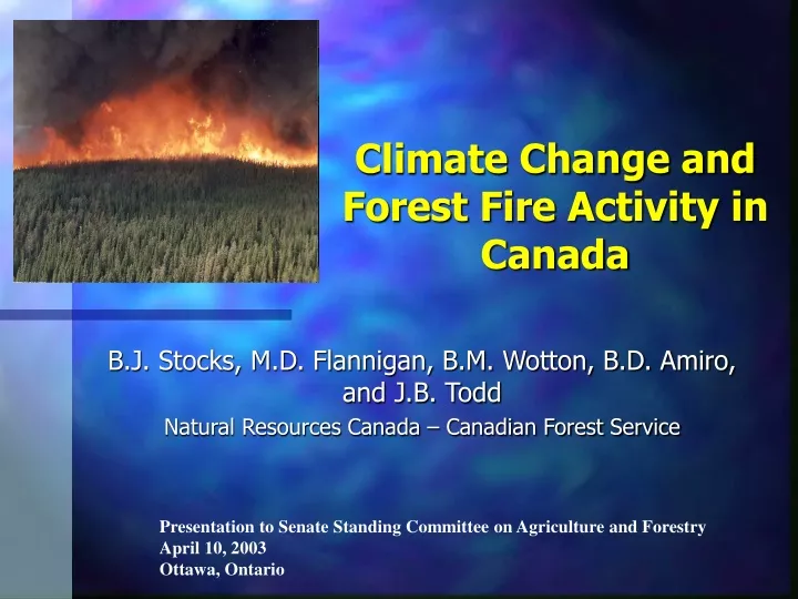 climate change and forest fire activity in canada n.