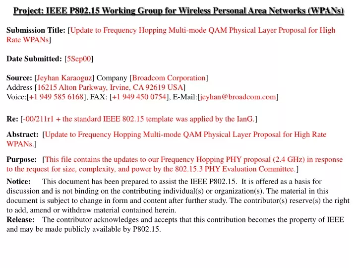project ieee p802 15 working group for wireless n.