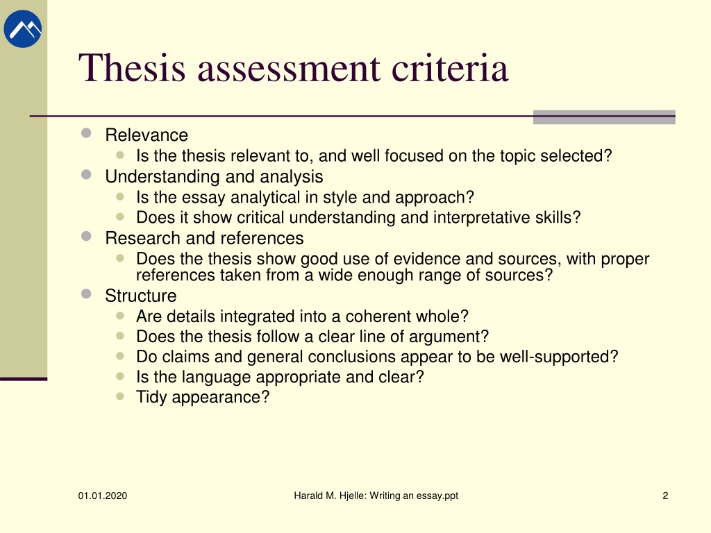thesis evaluation meaning