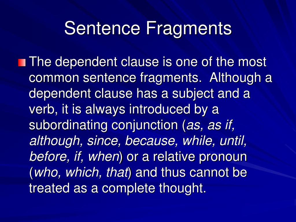fragment sentence fledgling meaning