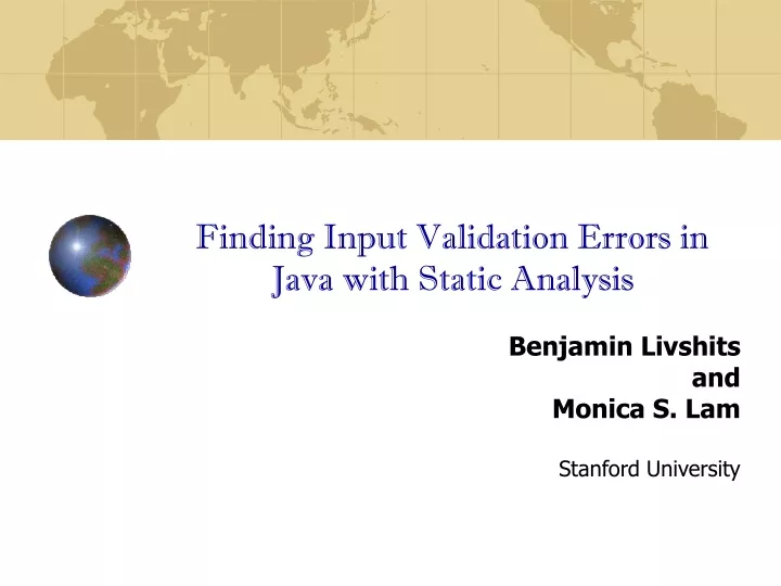 finding input validation errors in java with static analysis n.