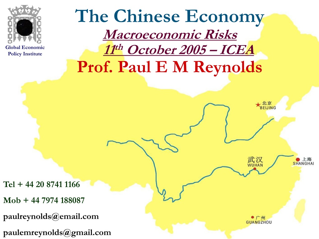 PPT - The Chinese Economy Macroeconomic Risks 11 Th October 2005 – ICEA ...