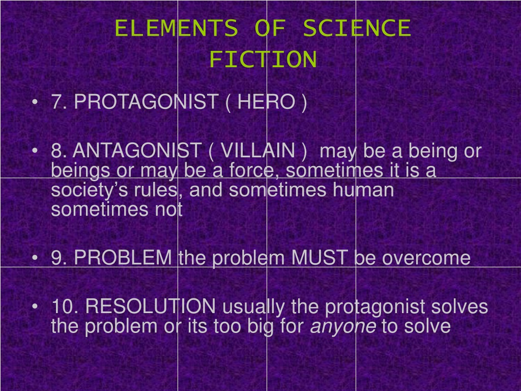 PPT SCIENCE FICTION ELEMENTS PowerPoint Presentation Free Download 