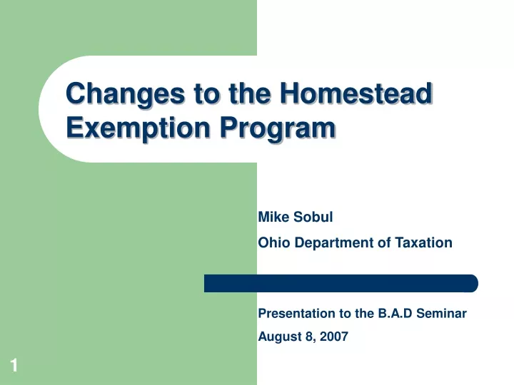 PPT Changes to the Homestead Exemption Program PowerPoint