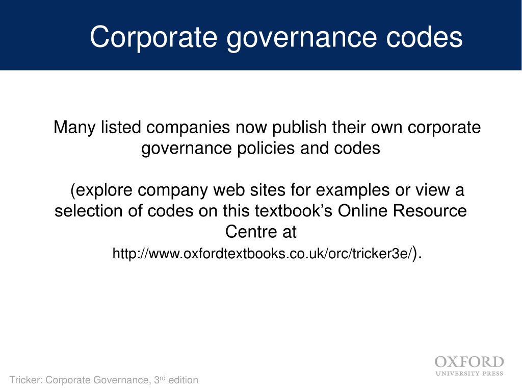 Ppt Corporate Governance – Principles Policies And Practices 3e