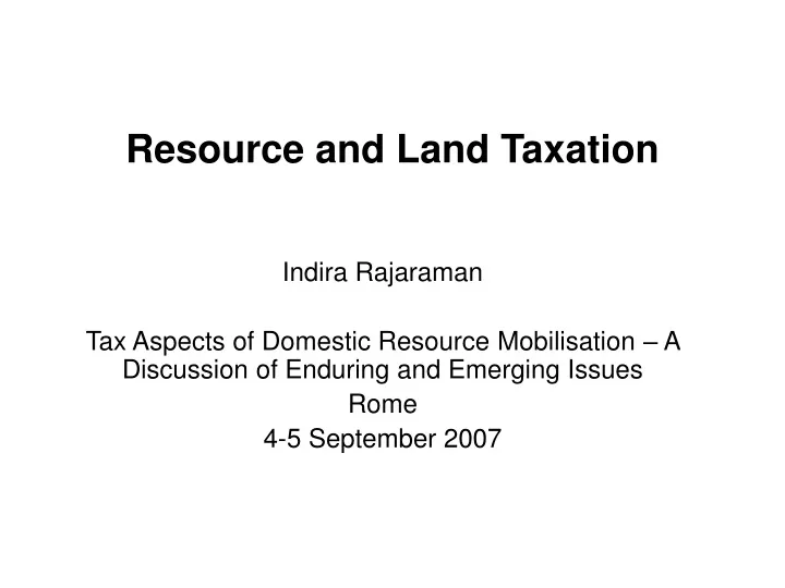 resource and land taxation n.