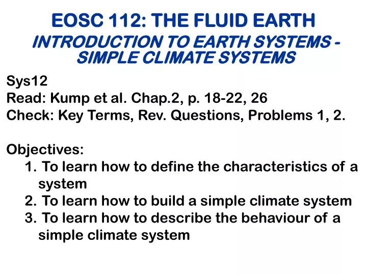eosc 112 the fluid earth n.