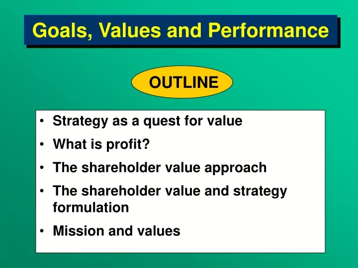 goals values and performance n.
