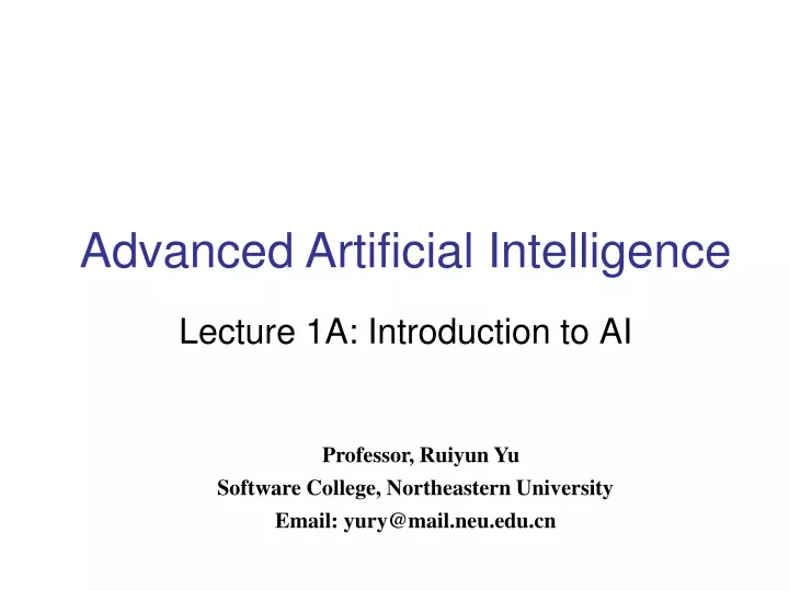lecture 1a introduction to ai n.