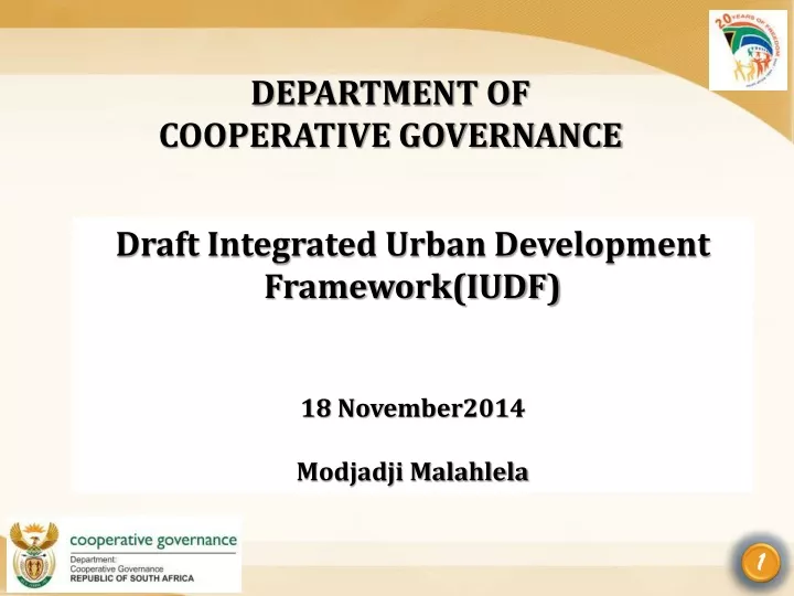 PPT - DEPARTMENT OF COOPERATIVE GOVERNANCE PowerPoint Presentation ...