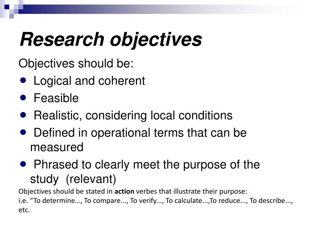 research objectives meaning in research