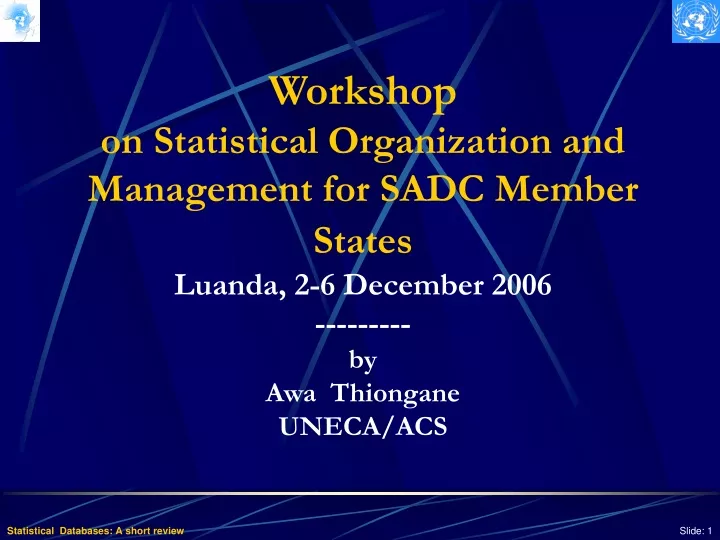 workshop on statistical organization n.