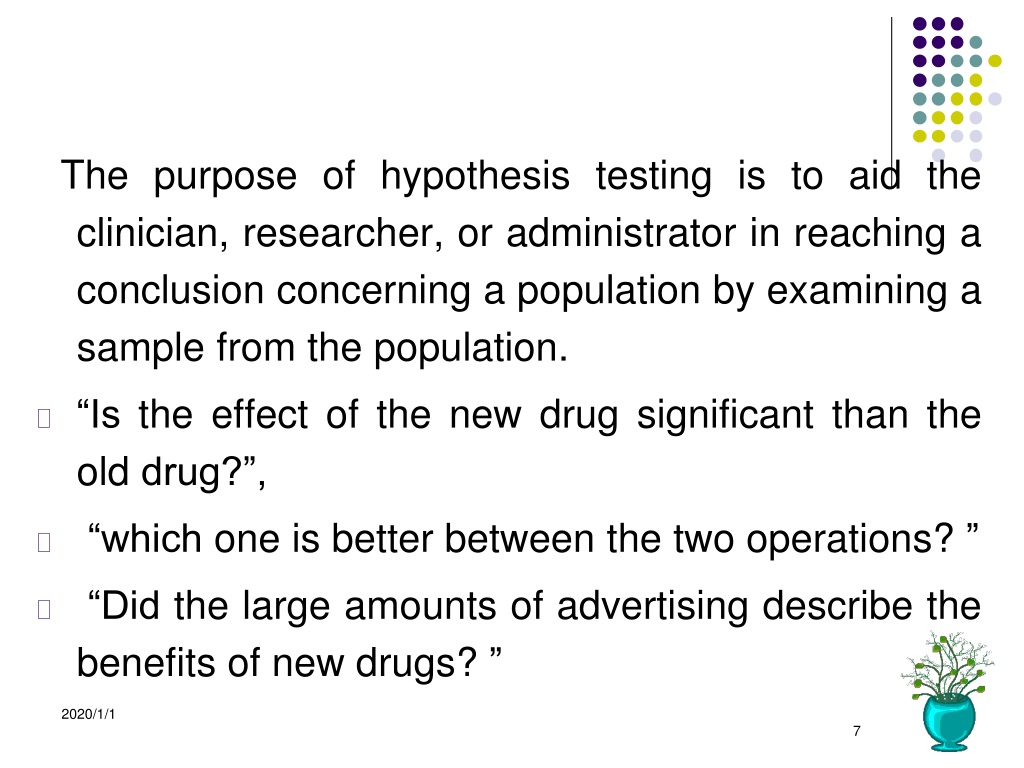what are the purpose of hypothesis testing