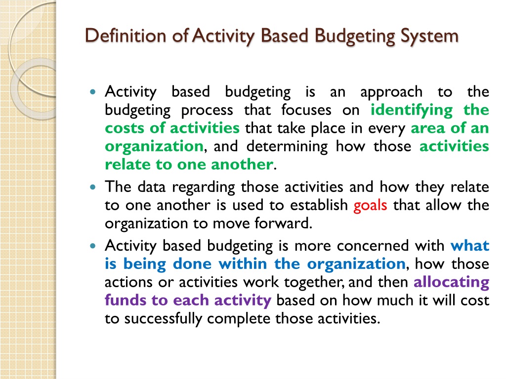 Ppt Implementing An Activity Based Budget System Presentation By Matthew Dingie Powerpoint 8764