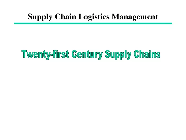 supply chain logistics management n.