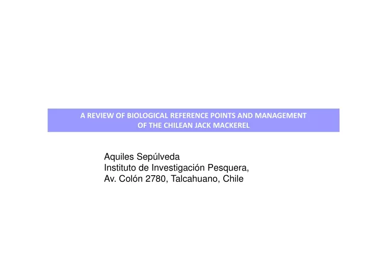 PPT A REVIEW OF BIOLOGICAL REFERENCE POINTS AND