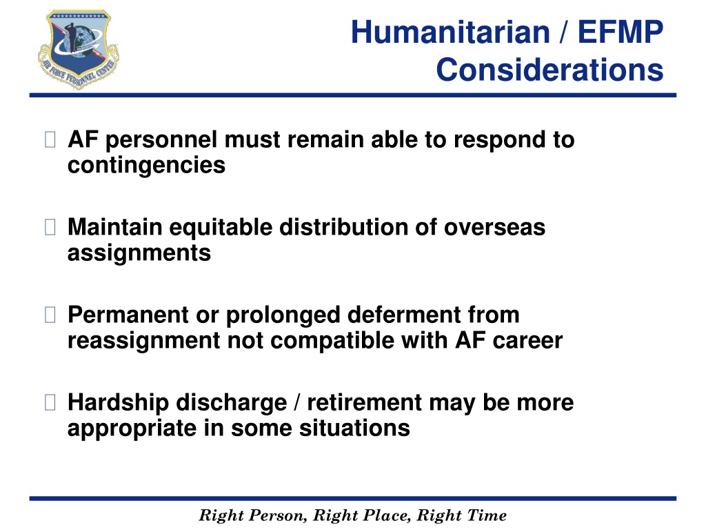 how to get a humanitarian reassignment with af